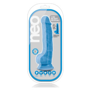 Фалоімітатор з подвійною щільністю NEO 7.5 INCH COCK W. BALLS BLUE, колір: блакитний