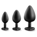 Набір анальних пробок LUXE BLING PLUGS TRAINING KIT RED GEMS, колір: чорний / червоний