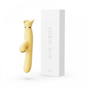 Вібратор з підігрівом і вакуумною стимуляцією ZALO ROSE RABBIT YELLOW
