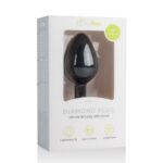 Анальна пробка із кристалом Easytoys, силіконова, чорна, 8.5 х 3.3 см
