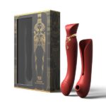 Вібратор із насадкою Zalo Queen Set з хвильовою стимуляцією, для клітора та точки G, червоний, колір: бордовий