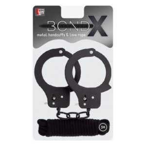 Набір наручники та бондаж Bondx Metal Cuffs & Love, чорний