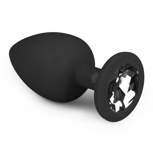 Анальна пробка із кристалом Easytoys, силіконова, чорна, 10 х 4 см, колір: чорний Анальна пробка із кристалом Easytoys, силіконова, чорна, 10 х 4 см, колір: чорний