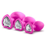 Набір анальних пробок із камінням Blush Bling Plugs Training Kit, рожевий