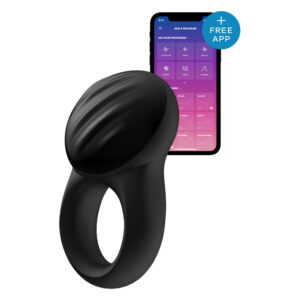 Кільце ерекційне Satisfyer SIGNET RING із підключенням до додатку, чорне