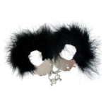 Наручники металеві Adrien Lastic Handcuffs Black з чорним пухнастим оздобленням