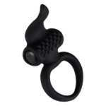 Ерекційне віброкільце Adrien Lastic Lingus Black з язичком і щіточкою для стимуляції клітора