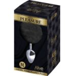 Металева анальна пробка Кролячий хвостик Alive Fluffy Plug M Black, діаметр 3,4 см, колір: сріблястий / чорний