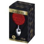 Металева анальна пробка Кролячий хвостик Alive Fluffy Plug S Red, діаметр 2,8 см