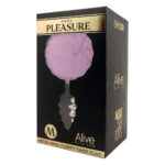 Металева анальна пробка Кролячий хвостик Alive Fluffy Twist Plug M Purple, діаметр 3,4 см, колір: бузковий