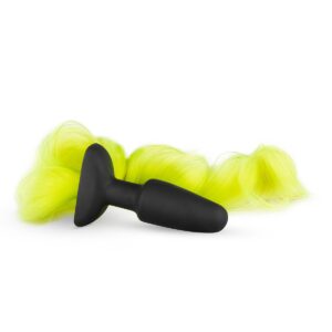 Анальна пробка з хвостом Silicone Butt Plug With Tail - Yellow