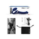 Безремневий страпон M з вібрацією та вакуумною стимуляцією Strap-On-Me, з дистанційним пультом, колір: синій
