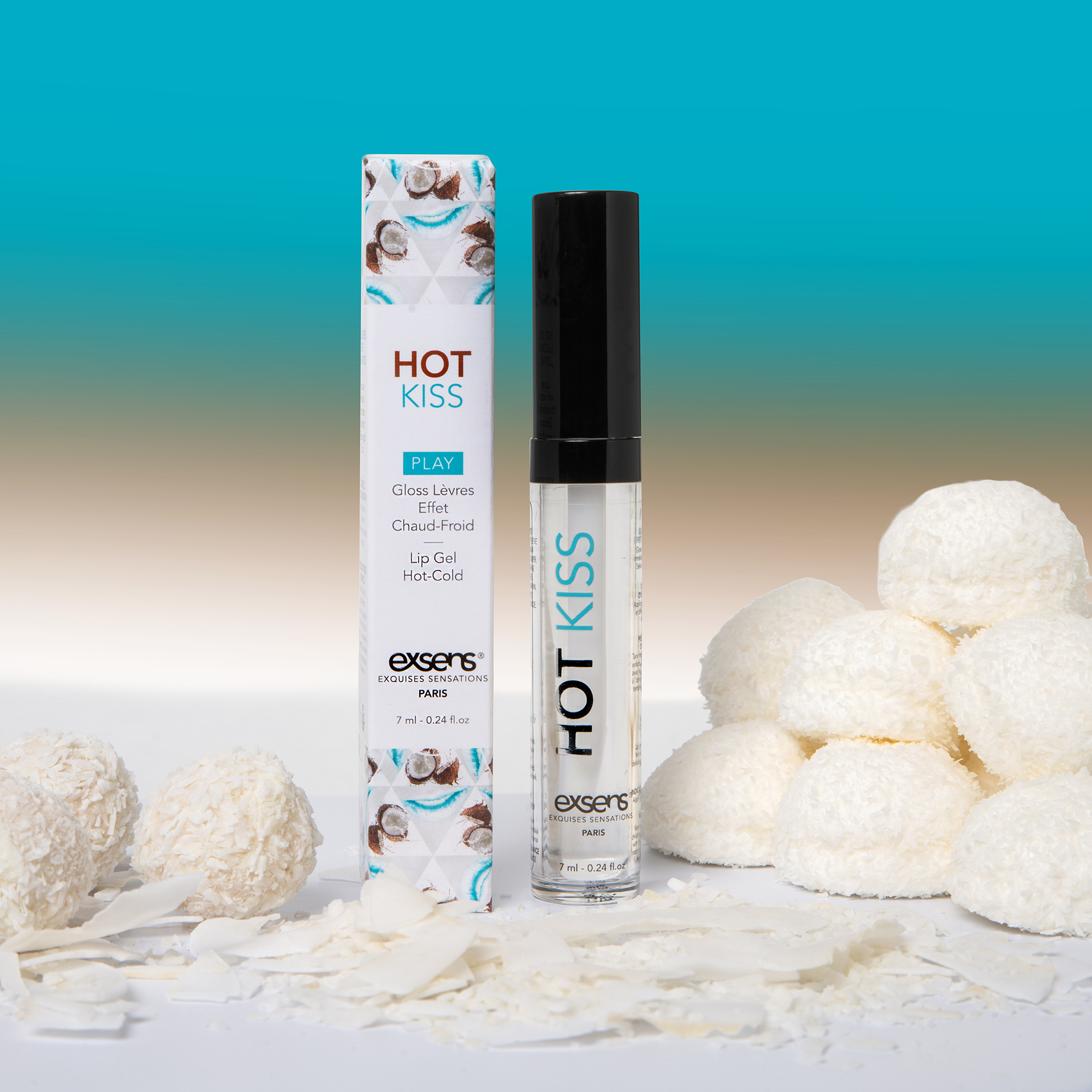 Блиск для оральних ласок EXSENS HOT KISS LIP GLOSS COCONUT 7,4ML Блиск для оральних ласок EXSENS HOT KISS LIP GLOSS COCONUT 7,4ML