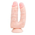 Подвійний фалоімітатор на присоску Easytoys, бежевий, 18 х 3.8 см