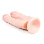 Подвійний фалоімітатор на присоску Easytoys, бежевий, 18 х 3.8 см
