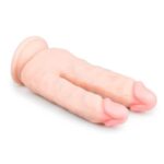 Подвійний фалоімітатор на присоску Easytoys, бежевий, 18 х 3.8 см