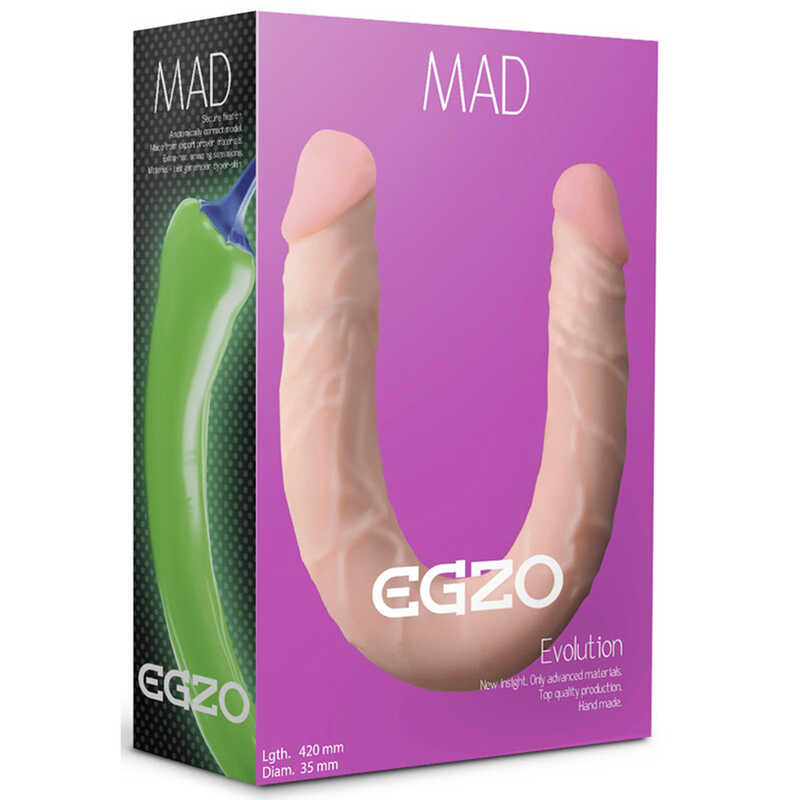 Двосторонній фалоімітатор із кібершкіри EGZO Mad Evolution тілесний Двосторонній фалоімітатор із кібершкіри EGZO Mad Evolution тілесний