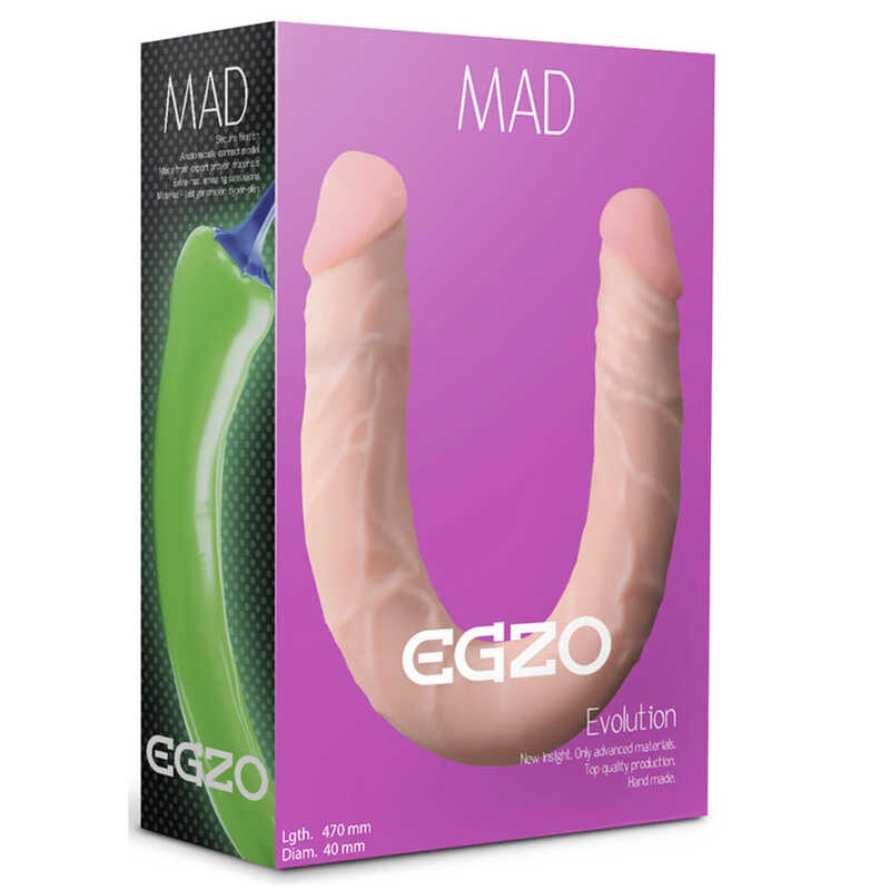 Двосторонній фалоімітатор EGZO Mad Evolution Ciberskin тілесний Двосторонній фалоімітатор EGZO Mad Evolution Ciberskin тілесний