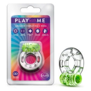 Ерекційне віброкільце Blush Play With Me з рельєфним метеликом для клітора, прозоро-зелене