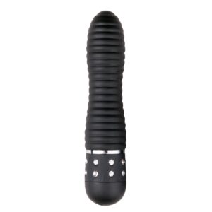 Вібратор ребристий Love Diamond Vibrator чорний, 11.4 см