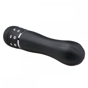 Вібратор Love Diamond Vibrator чорний, оздоблений стразами, 11.4 см