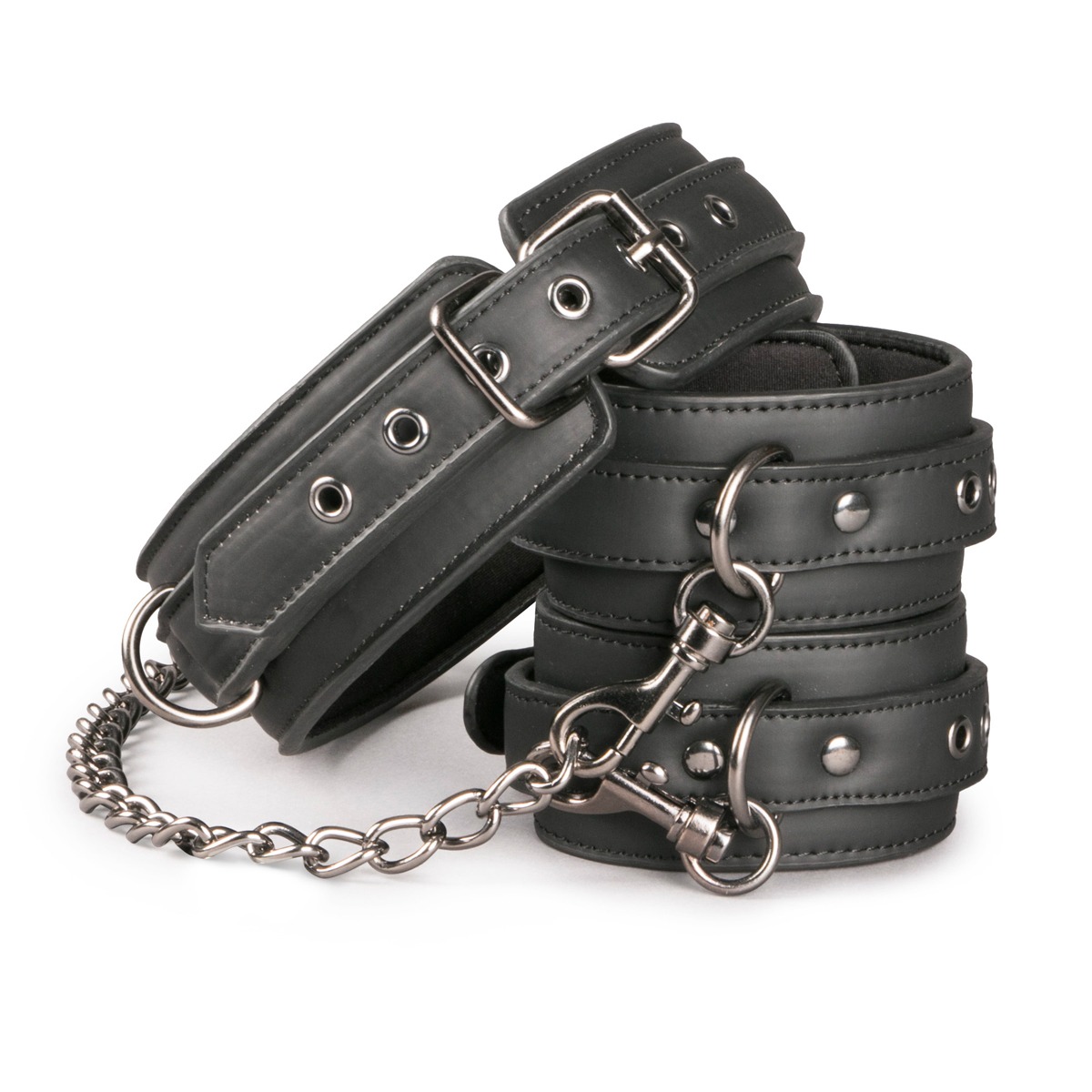 Нашийник з поножами, чорний Leather Collar With Anklecuff Нашийник з поножами, чорний Leather Collar With Anklecuff