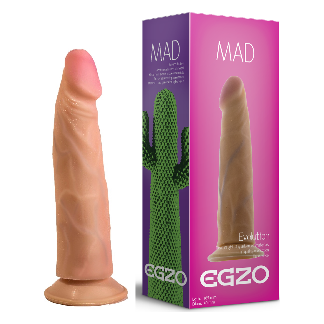 Фалоімітатор реалістичний EGZO Mad Evolution Ciberskin Keen Lover на присосці, тілесний Фалоімітатор реалістичний EGZO Mad Evolution Ciberskin Keen Lover на присосці, тілесний