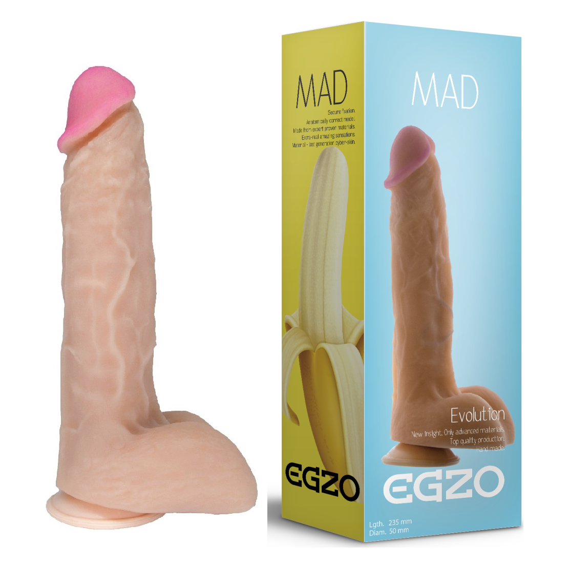 Фалоімітатор реалістичний EGZO Mad Evolution Ciberskin Passionate Lover на присосці, тілесний Фалоімітатор реалістичний EGZO Mad Evolution Ciberskin Passionate Lover на присосці, тілесний