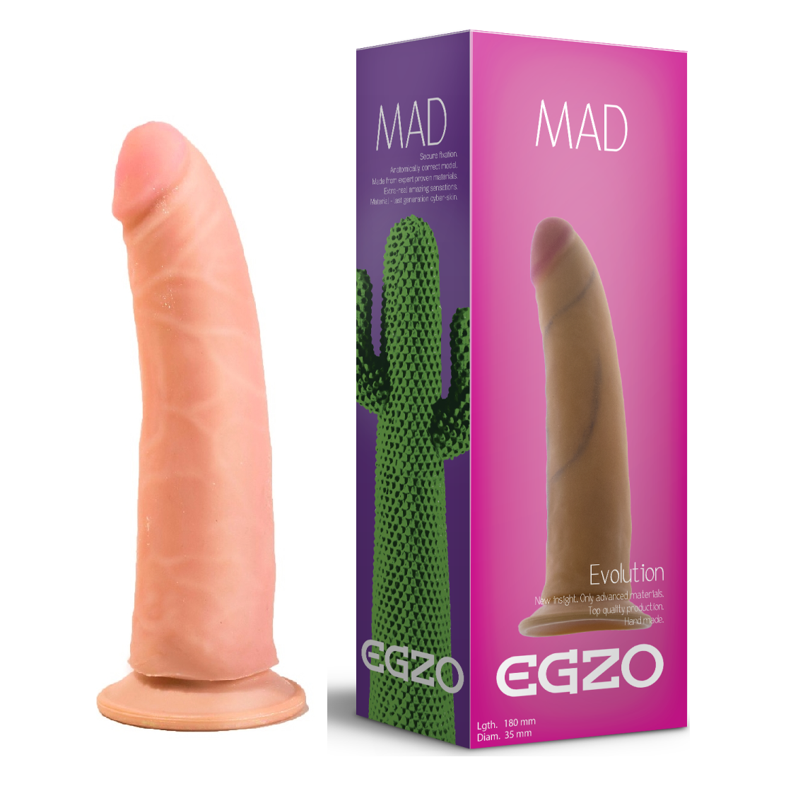 Фалоімітатор на присоскі EGZO MAD Ciberskin Powerful Lover з кібершкіри, тілесний Фалоімітатор на присоскі EGZO MAD Ciberskin Powerful Lover з кібершкіри, тілесний