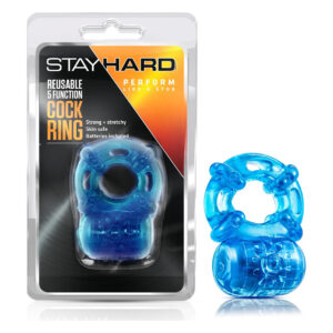 Кільце ерекційне з вібрацією Blush Stay Hard синє, 3.8 см