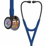 Стетоскоп серії Littmann® Cardiology IV™, темно-синій із зеркальною головкою кольору радуги на чорній ніжці
