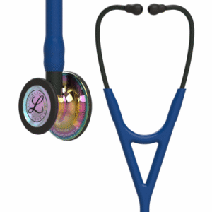 Стетоскоп серії Littmann® Cardiology IV™, темно-синій із зеркальною головкою кольору радуги на чорній ніжці
