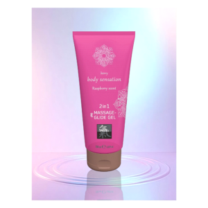 Лубрикант та масажне олія 2 в 1 HOT SHIATSU Massage-& Glide gel 2 in1 Raspberry scent, 200 мл