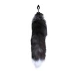 Металева анальна пробка Лисячий хвіст Alive Black And White Fox Tail M, діаметр 3,4 см