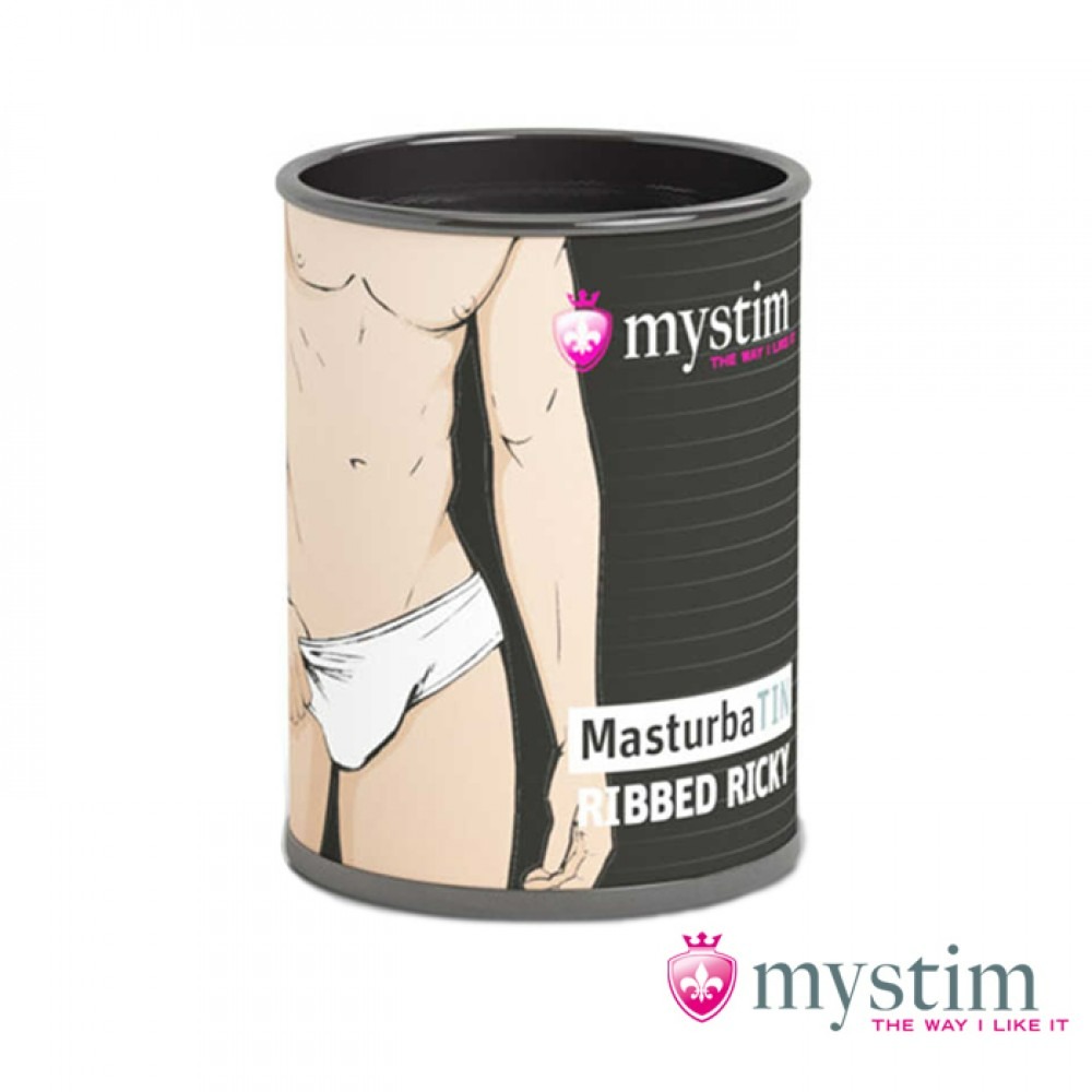 Мастурбатор нереалістичний Mystim MasturbaTIN Ribbed Ricky, білий Мастурбатор нереалістичний Mystim MasturbaTIN Ribbed Ricky, білий