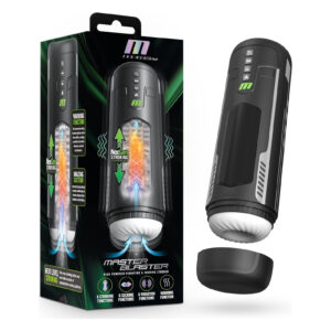 Мастурбатор з вібрацією, функцією посмоктування Blush Master Blaster та підігрівом, у чорній колбі