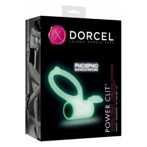 Ерекційне кільце Dorcel Power Clit White PHOSPHO з вібрацією, біле, світиться в темряві