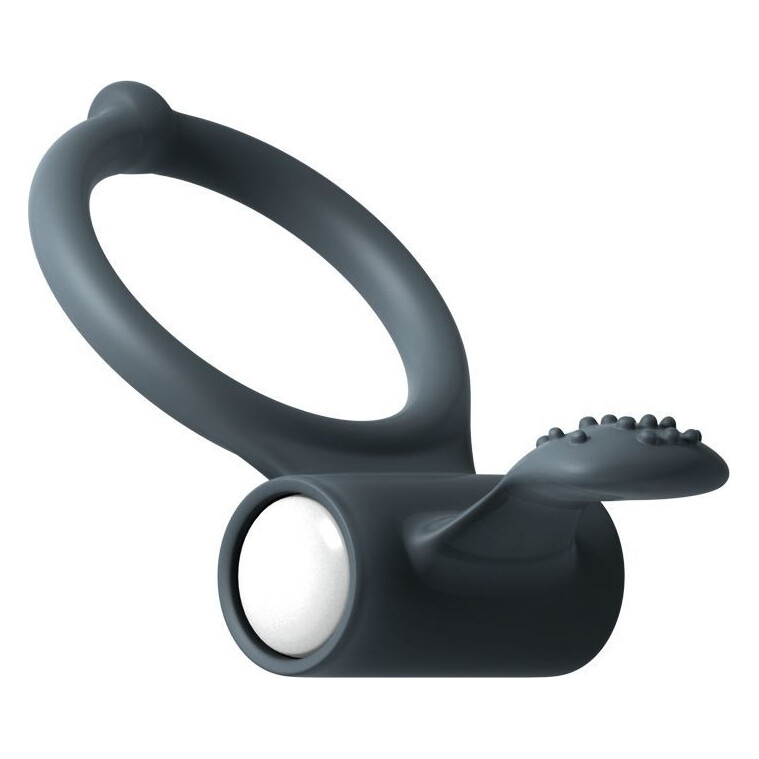 Ерекційне кільце Dorcel Power Clit Black V2 з вібрацією та язичком з щіточкою Ерекційне кільце Dorcel Power Clit Black V2 з вібрацією та язичком з щіточкою