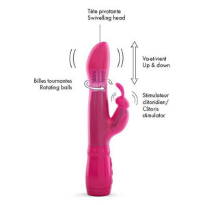 Вібратор Dorcel Furious Rabbit з обертанням і зворотно-поступальними рухами головки, вібрація