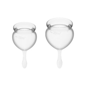 Набір менструальних чаш Satisfyer Feel Good (Transparent), 15мл і 20мл, мішечок для зберігання