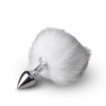 Металева анальна пробка з помпоном білий Bunny Tail Plug Easy Toys