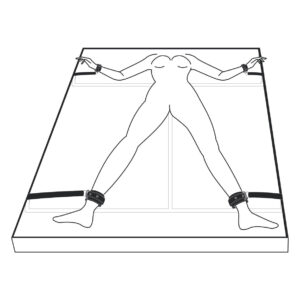 Набір для бондажу на ліжко з манжетами для рук та ніг Under Mattress Restraint Set, чорний