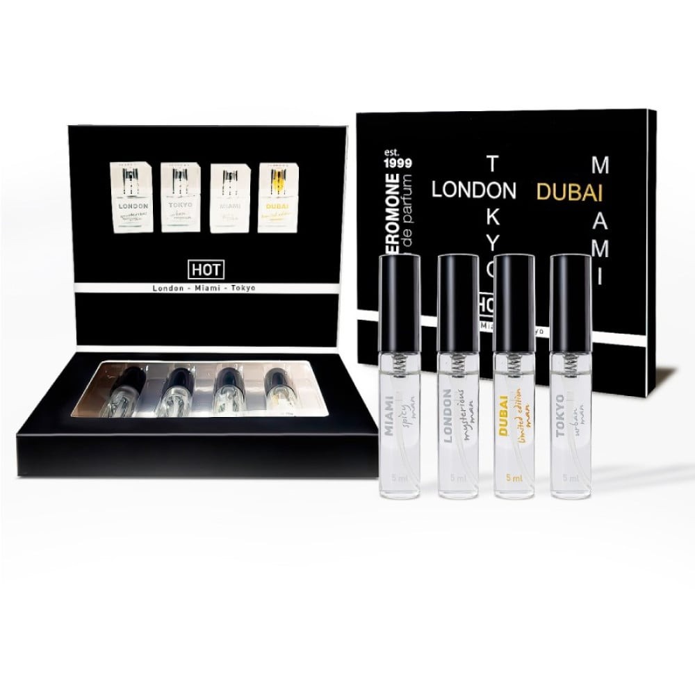 Набір парфумів для чоловіків з феромонами HOT LMTD Pheromone Perfume Мen, 4x5 мл Набір парфумів для чоловіків з феромонами HOT LMTD Pheromone Perfume Мen, 4x5 мл