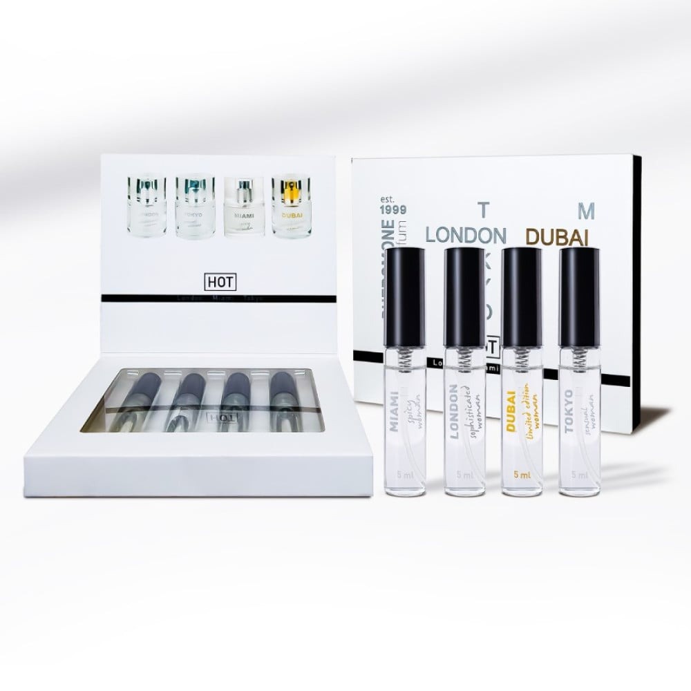 Набір жіночих парфумів з феромонами HOT LMTD Pheromone Perfume Women, 4x5 мл Набір жіночих парфумів з феромонами HOT LMTD Pheromone Perfume Women, 4x5 мл