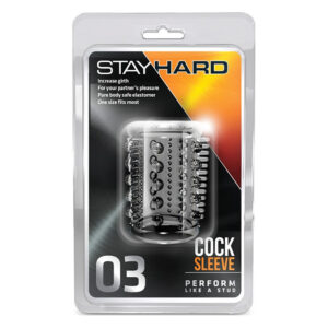 Насадка на пеніс рельєфна Blush Stay Hard Cock Sleeve 03 відкрита, прозора