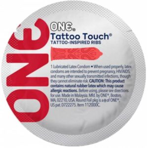 Набір презервативів із рельєфом у вигляді тату One Tattoo Touch червоні (5 шт.)