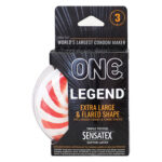 Презервативи ONE Legend XL, 3 шт, збільшений розмір, розширення на кінці, картонне паковання