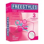 Презервативи ребристі латексні Freestyles Ribbed зі змащенням, 0.06 мм (3 шт.)