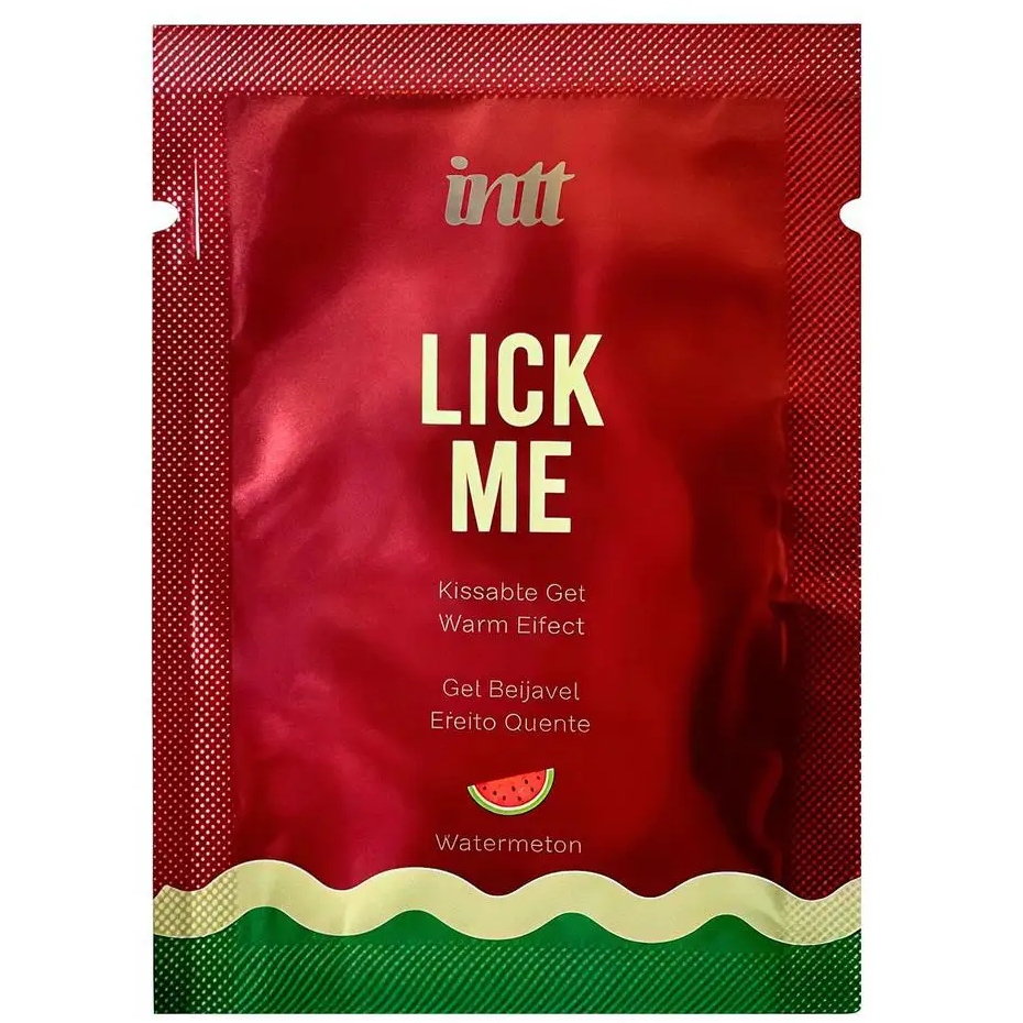Саше Їстівний лубрикант з ефектом тепла INTT Lick Me Watermelon зі смаком кавуна, 2 мл Саше Їстівний лубрикант з ефектом тепла INTT Lick Me Watermelon зі смаком кавуна, 2 мл