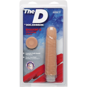 Фалоімітатор Doc Johnson The D: Shakin D 7 Inch Vibro ULTRASKYN, діаметр 3,8 см, плавне регулювання